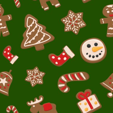 Vektör Noel çerezleri Seamless modeli (yeşil renkli)