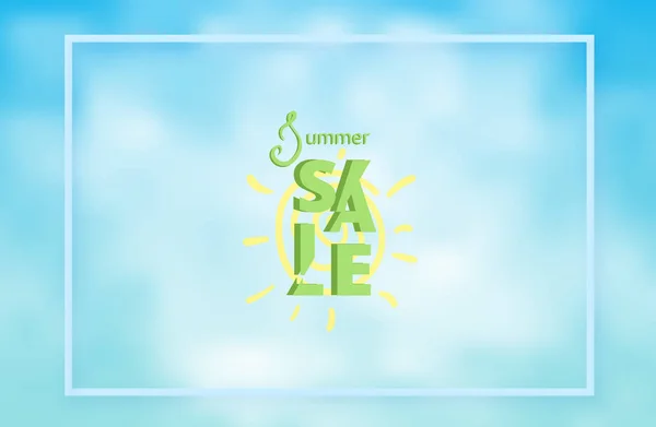 Summer Sale Card Frame Template Cloudy Background Creative Sliced Lettering — Stock Vector