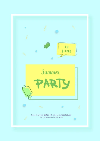 Banner Vertical Summer Party Plantilla Para Diseño Vacaciones Ilustración Vectorial — Vector de stock