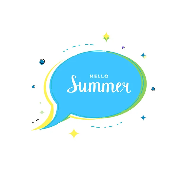 Bannière Hello Summer Avec Bulle Vocale Illustration Vectorielle — Image vectorielle
