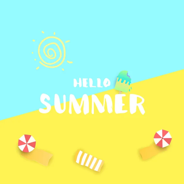 Olá Summer Banner Ilustração Vetorial — Vetor de Stock