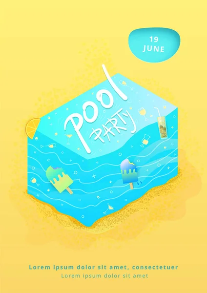 Bannière Créative Pool Party Modèle Vertical Pour Conception Des Vacances — Image vectorielle