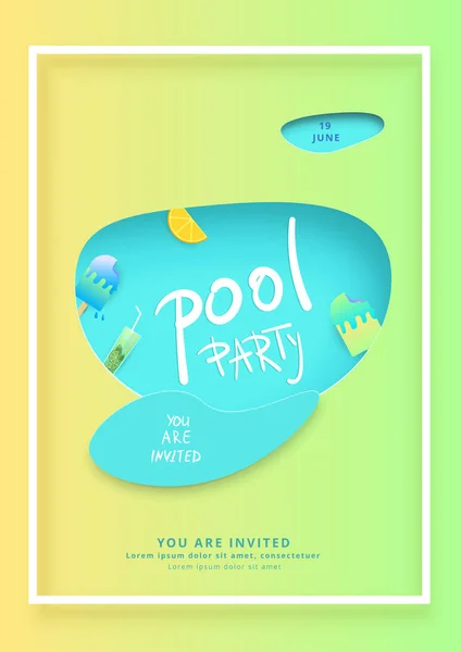 Banner Vertical Pool Party Plantilla Para Diseño Folleto Verano Vacaciones — Vector de stock