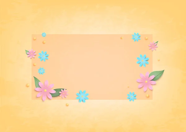 Horizontal Cover Flowers Frame Textured Background Template Graphic Design Vector — Stock Vector