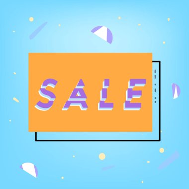 Büyük satış kare afiş. Terfi kartı için sosyal medya mesaj. Çerçeve ve dilimlenmiş metin ile soyut geometrik arka plan. Reklam için şablon. Vektör çizim.