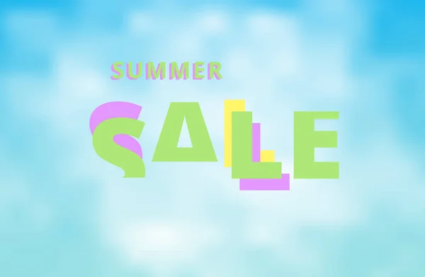 Summer Sale Card Modelo Para Anúncio Com Fundo Nublado Letras — Vetor de Stock