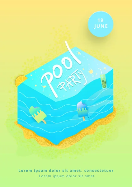 Festa Piscina Folheto Criativo Modelo Vertical Para Design Férias Verão — Vetor de Stock