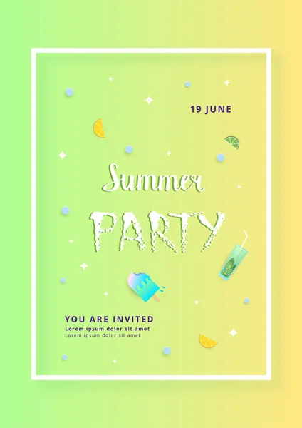 Banner Vertical Summer Party Plantilla Para Diseño Folleto Verano Vacaciones — Vector de stock