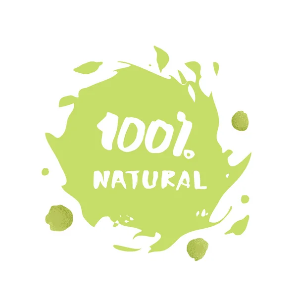 100 Natural Banner Text Handwritten Lettering Liquid Background Element Graphic — Stock Vector