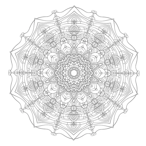Mandala Van Zwart Wit Vintage Decoratief Element Circulaire Kleurplaat Voor — Stockvector
