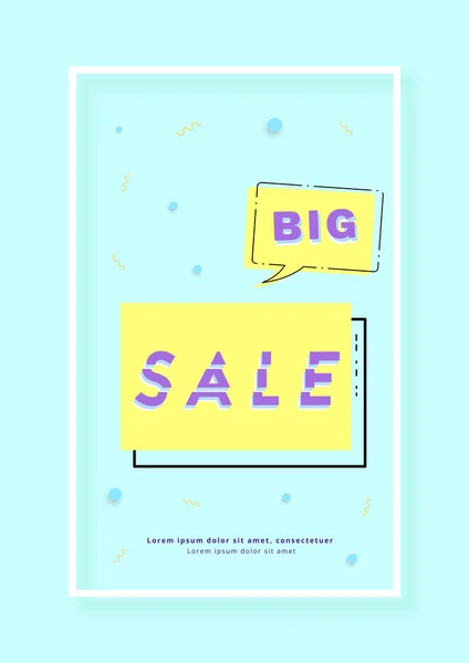 大きな販売垂直バナー ソーシャル メディアの投稿の青いプロモーション カード 広告のテンプレートです ベクトル図 — ストックベクタ