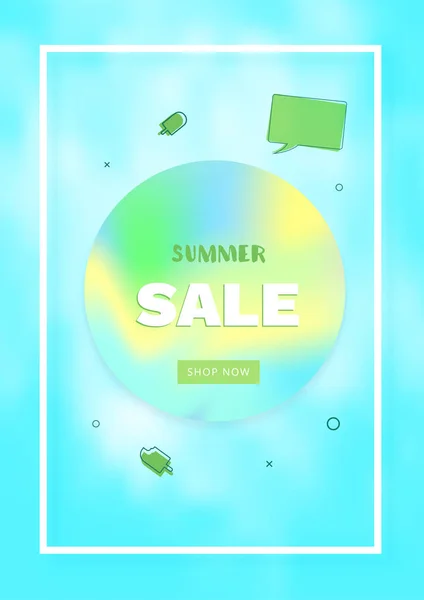 Summer Sale Card Vertical Banner Frame Foil Shape Template Bright — Stock Vector