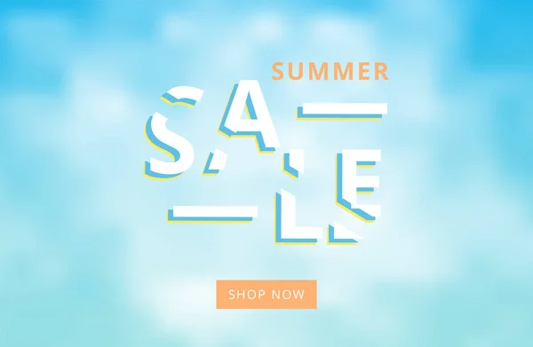 Summer Sale Horizontal Card Template Social Media Sliced Text Vector — Stock Vector