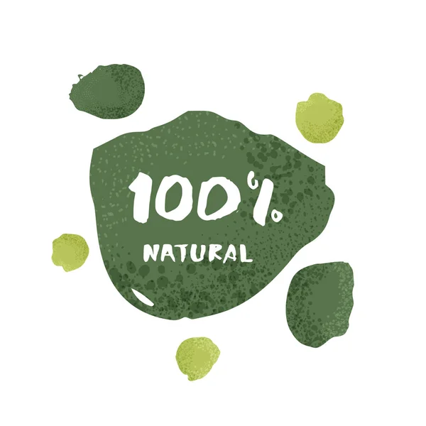 Banner 100 Naturale Con Testo Forme Astratte Lettere Scritte Mano — Vettoriale Stock