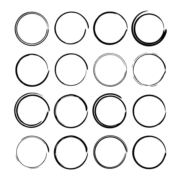 Set Rame Grunge Rotunde Negre Oval Frontiere Goale Ilustrație Vectorială — Vector de stoc