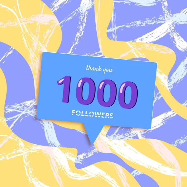 Követői Köszönöm Hozzászólás Díszítéssel 1000 Előfizetők Banner Beszéd Buborék Fényes — Stock Vector