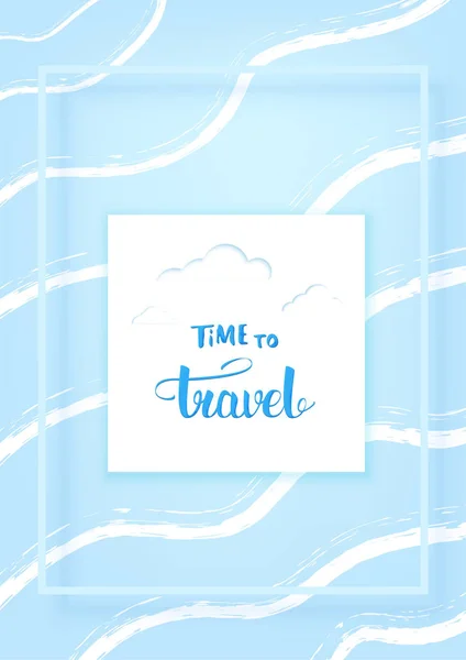 Time Travel Banner Vertical Composition Frame Square Badge Handwritten Lettering — Stock Vector