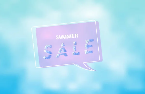 夏季销售卡与语音气泡和切片时髦文本 模板为广告与明亮的装饰 矢量插图 — 图库矢量图片