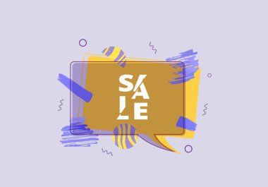 Geometrik soyut kompozisyon ile satış banner. Dilimlenmiş trendy metin ile koyu tanıtım kartı. Reklam tasarımı için yatay poster. Vektör çizim.