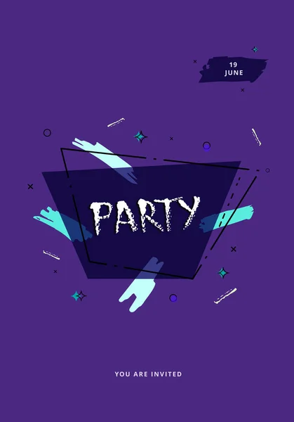 Party Banner Verticale Gebeurtenis Folder Voor Vakantie Ontwerp Met Geometrische — Stockvector