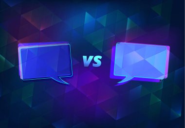 Konuşma balonları ile yatay kart vs. Parlatıcı filtresi şablonu karşı. Vektör çizim.