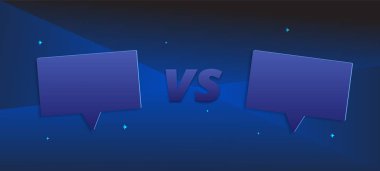 Vs yatay kartı. Konuşma balonları ekran şablonuyla karşı. Vektör çizim.