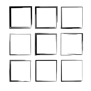 Set of black grunge frames. Collection of borders. Vector illustration.  clipart