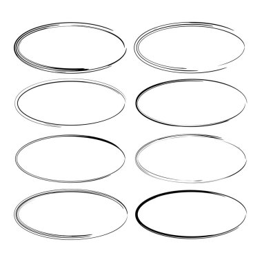Siyah oval çerçeve kümesi. Vektör çizim. 