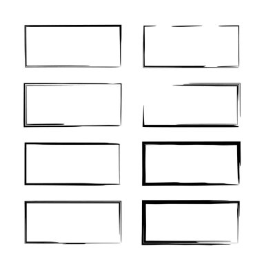 Grunge çerçeve kümesi. Geometrik boş sınırları. Vektör çizim. 