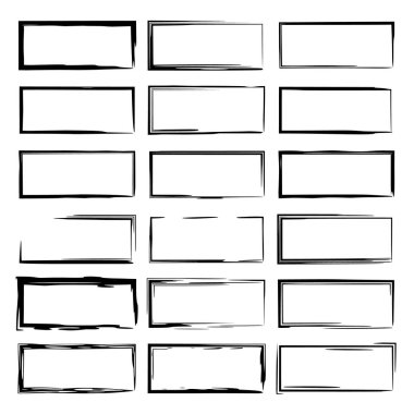 Grunge çerçeve kümesi. Geometrik boş sınırları. Vektör çizim. 