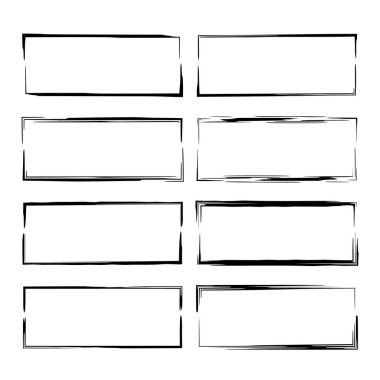 Grunge çerçeve kümesi. Geometrik boş sınırları. Vektör çizim. 