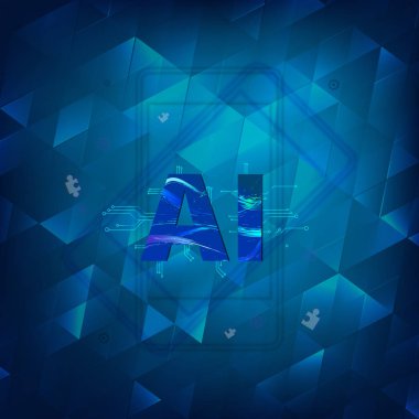 Yapay zeka afiş yaratıcı harfleri ile. AI kavramı. Vektör çizim.