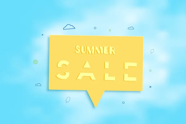 Summer Sale Card Speech Bubble Template Bright Decoration Vector Illustration — Stock Vector