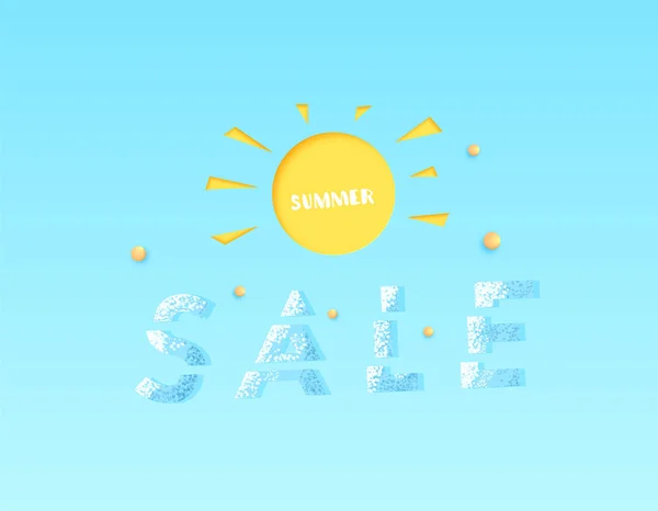 スライスのテキストと太陽の形をしたカードで夏のセール ベクトル図 — ストックベクタ