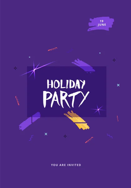 Holiday Party Banner Verticale Violet Flyer Voor Vakantie Ontwerp Met — Stockvector