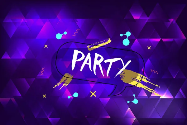 Party Banner Horizontale Flyer Voor Vakantie Ontwerp Met Tekstballon Geometrische — Stockvector