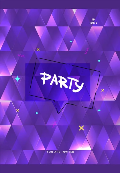 Party Banner Verticale Flyer Voor Vakantie Ontwerp Met Tekstballon Geometrische — Stockvector
