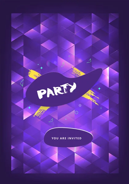 Party Banner Vertical Flyer Holiday Design Speech Bubble Geometric Decorative — Stock Vector