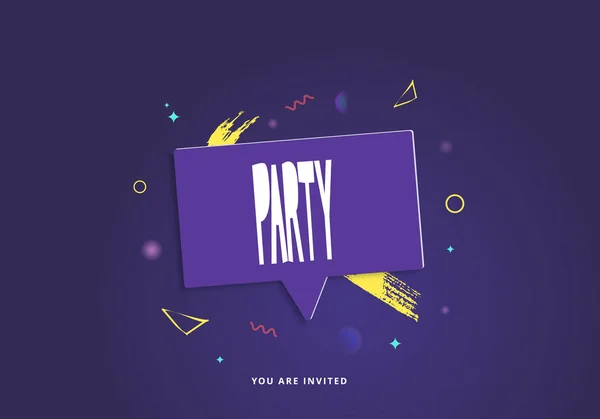 派对横幅水平紫传单为假日设计与几何装饰元素 社交媒体卡 矢量插图 — 图库矢量图片