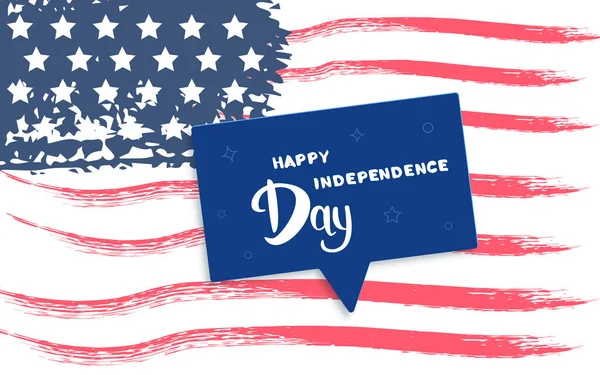 Happy Independence Day Horizontal Banner Speech Bubble July Card Template — Stock Vector