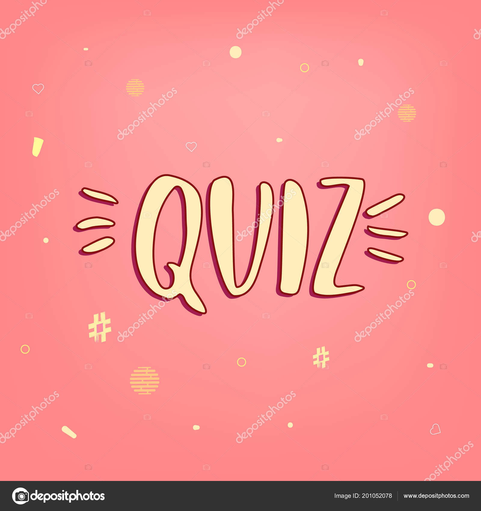 Carte Quiz Bannière Rétro Avec Texte Manuscrit Illustration Vectorielle image vectorielle par