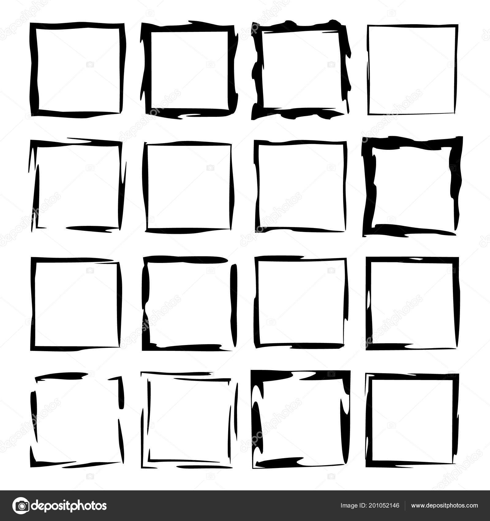 Grunge Frames Geometric Square Empty Borders Vector ...