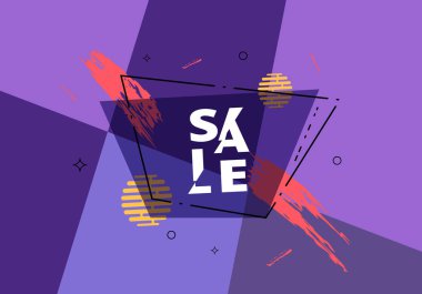 Dilimlenmiş yazı ile satış banner. Terfi kartı. Vektör çizim.