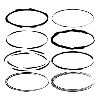 Elips grunge çerçeve. Oval boş sınırları. Vektör çizim. 