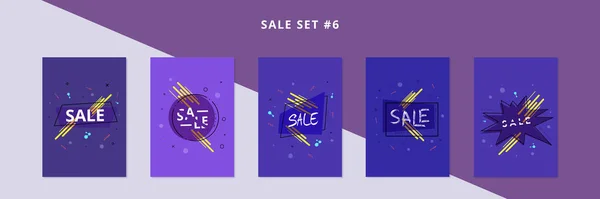 Set Sale Banners Collection Vertical Promotion Cards Vector Illustration — Stock Vector
