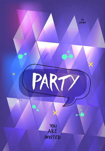 Party Banner Geometric Composition Vertical Flyer Holiday Design Speech Bubble — Stock Vector