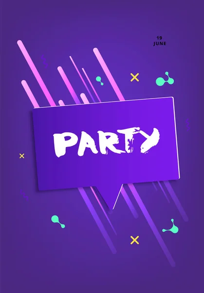 Party Banner Verticale Flyer Voor Vakantie Ontwerp Met Glans Geometrische — Stockvector