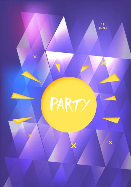 Party Banner Met Zon Vorm Verticale Flyer Voor Vakantie Ontwerp — Stockvector