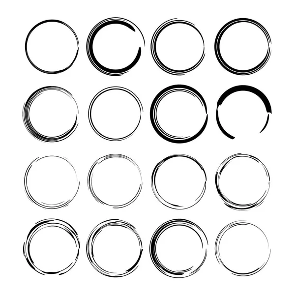 Siyah oval grunge çerçeve kümesi. Boş sınırları. Vektör çizim. 
