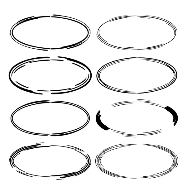 Kit oval boş sınırlarının. Siyah grunge çerçeve kümesi. Vektör çizim. 